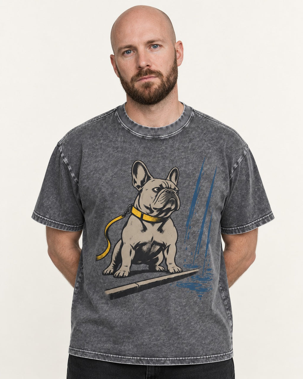 Frenchie Has Standards Washed Tee in Gray, worn by a model