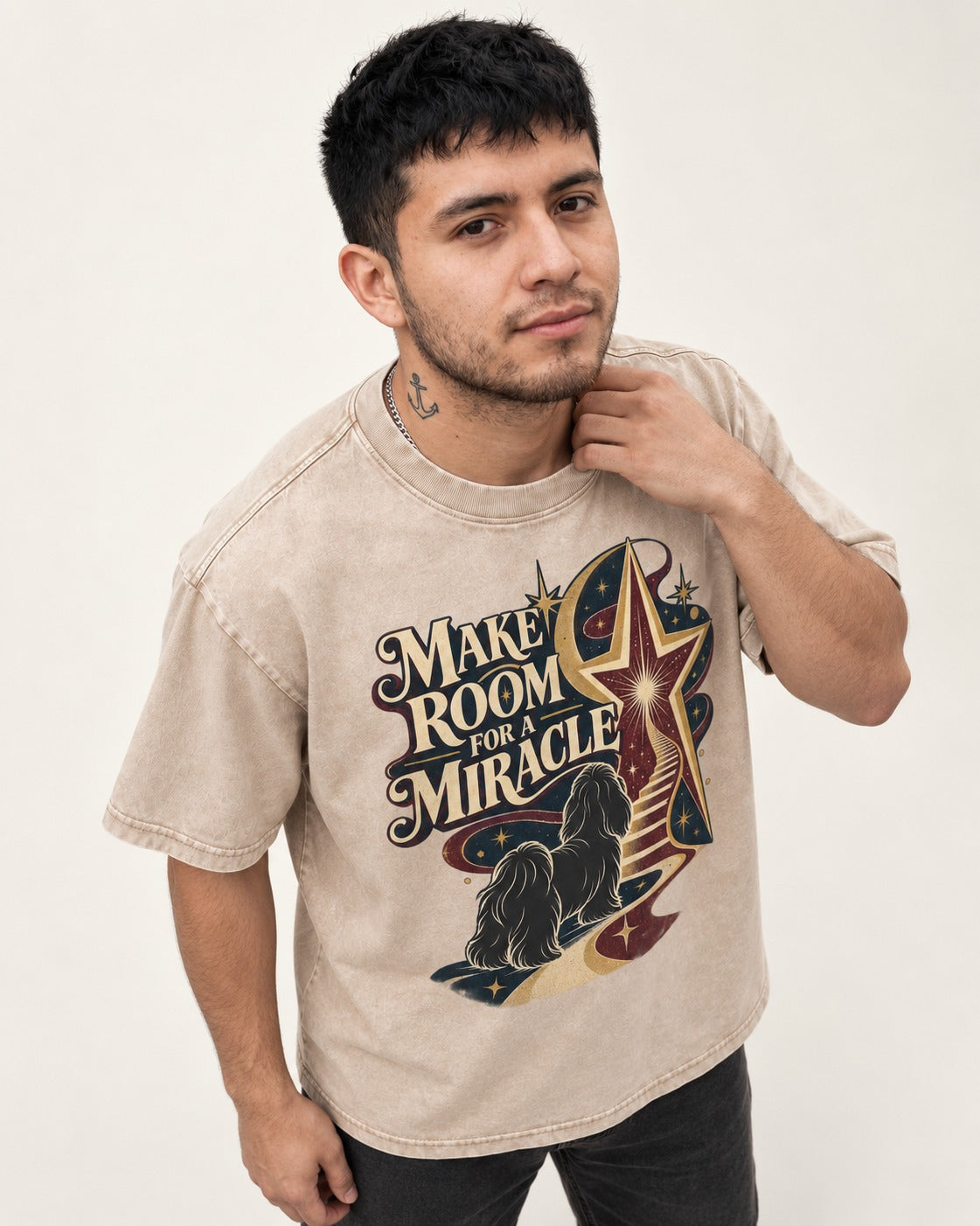 Room for a Shih Tzu Miracle Washed Tee in Apricot, worn by a model