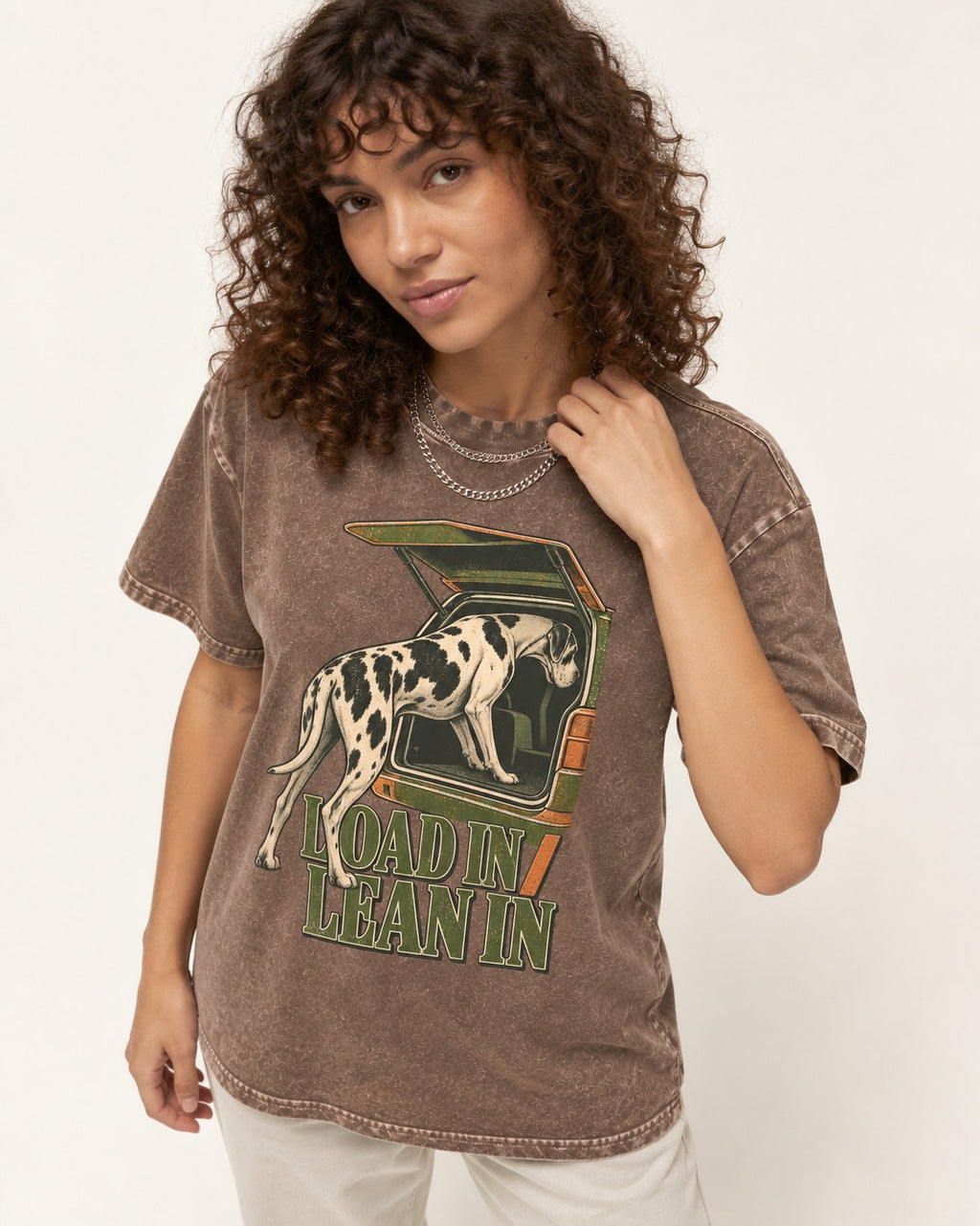 Great Dane Loadin' Leanin' Washed Tee in Coffee, worn by a model