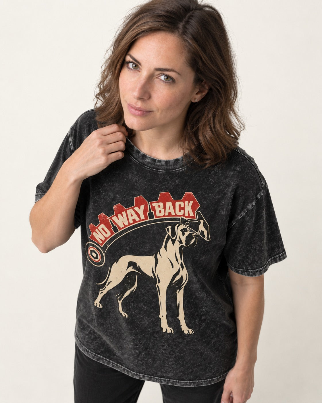 Great Dane No Way Back Arrow Graphic Washed Tee in Black, worn by a model
