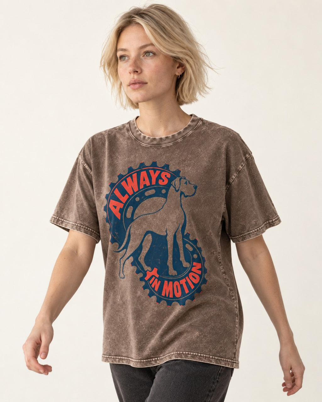 Great Dane Always in Motion Washed Tee in Coffee, worn by a model