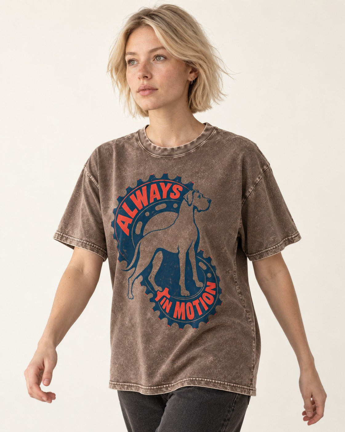 Great Dane Always in Motion Washed Tee in Coffee, worn by a model