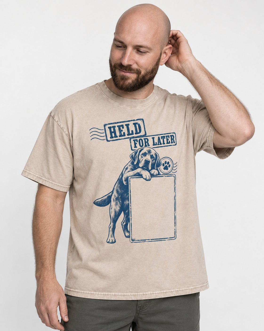Held for Later Labrador Retriever Washed Tee in Apricot, worn by a model