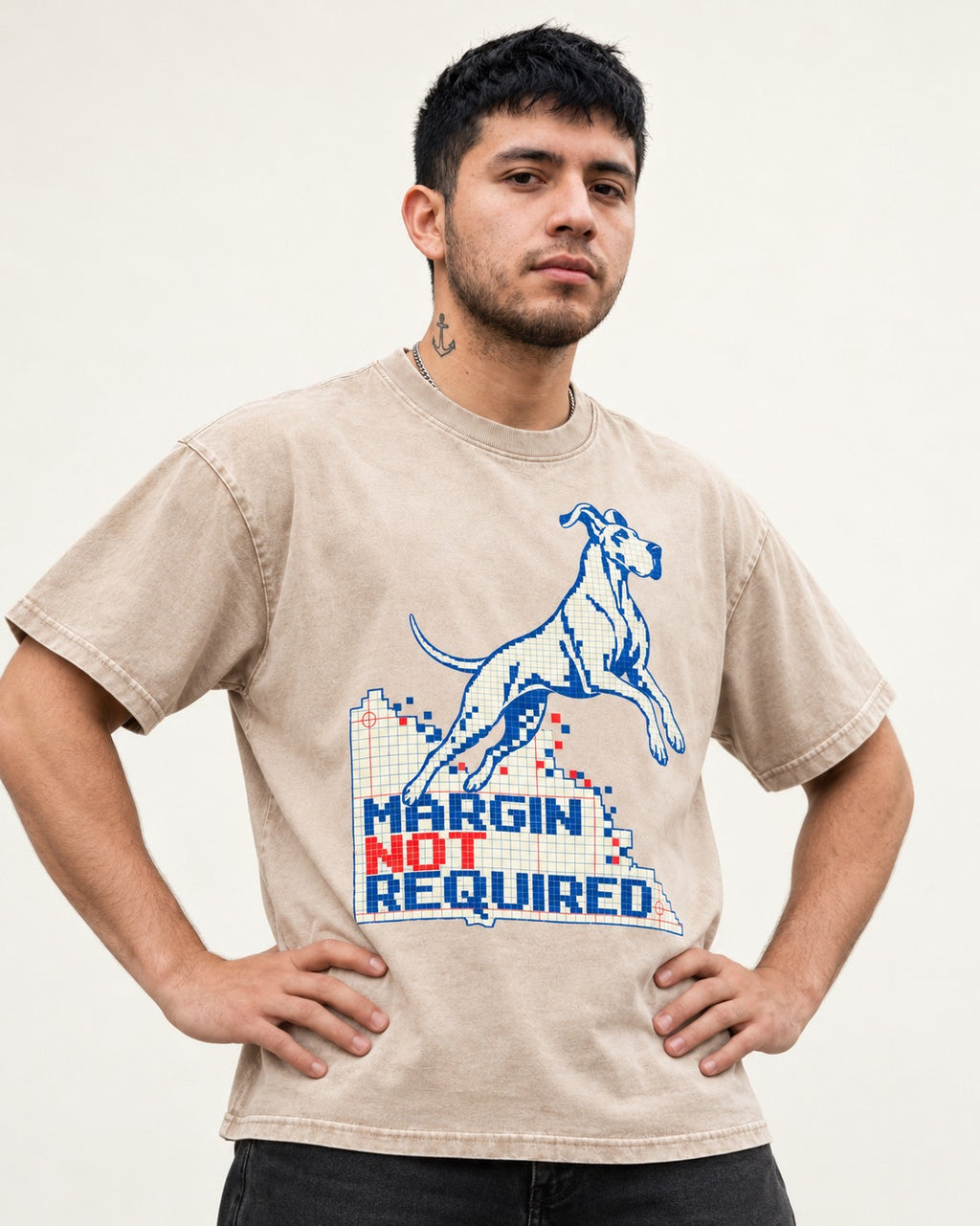 Great Dane Margin Not Required Washed Tee in Apricot, worn by a model