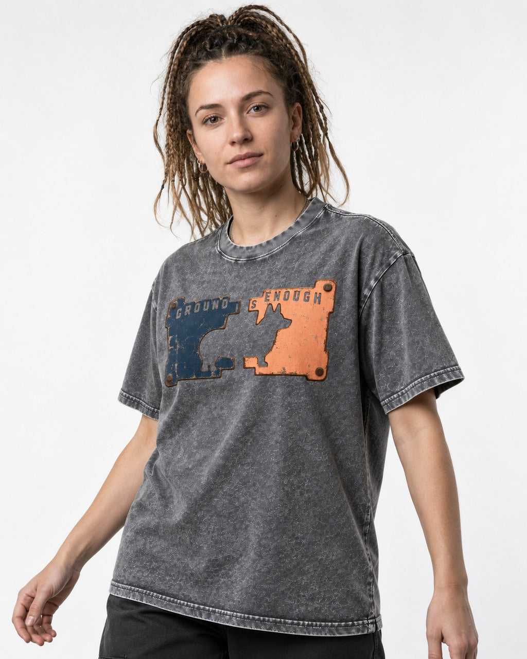 Corgi Is Enough Washed Tee in Gray, worn by a model