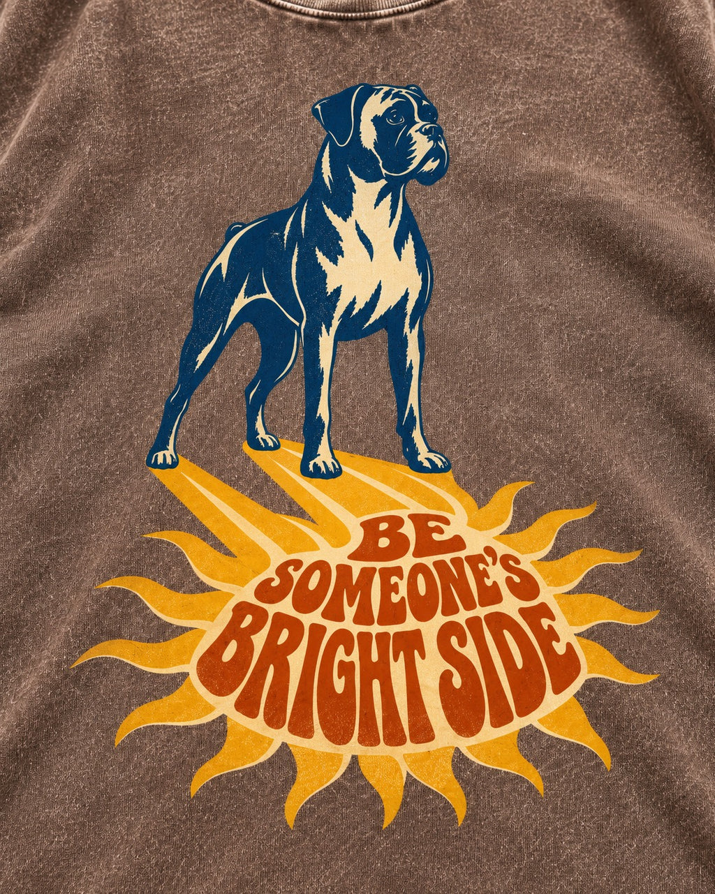 Boxer Be Someone's Bright Side Washed Tee in Coffee, close-up of the graphic