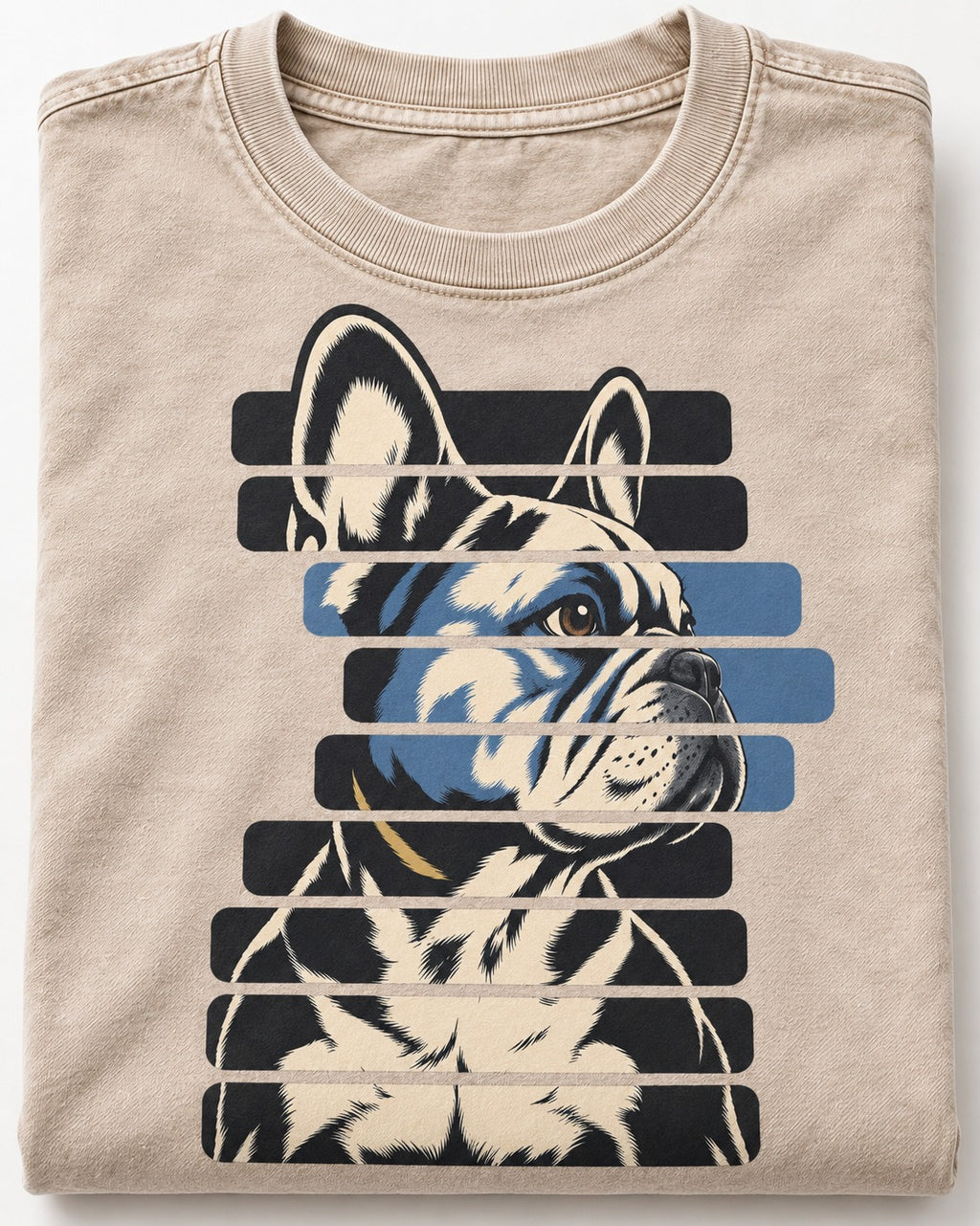 Frenchie Quiet Confidence Washed Tee in Apricot, close-up of the graphic