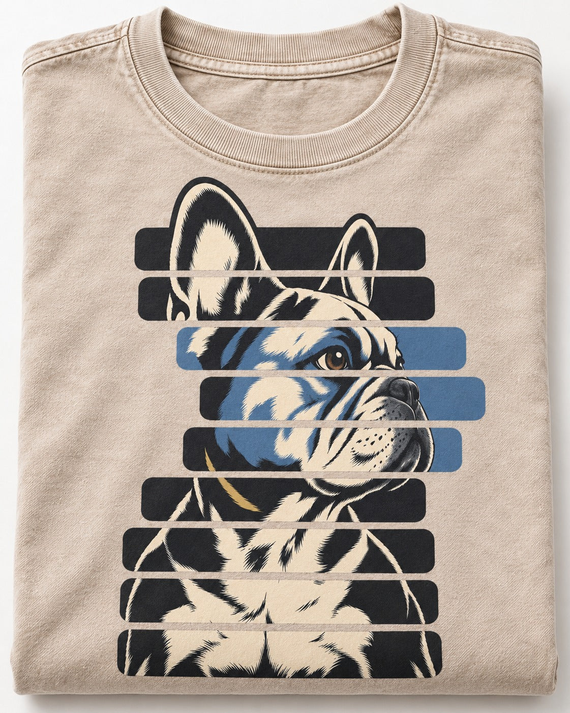 Frenchie Quiet Confidence Washed Tee in Apricot, close-up of the graphic
