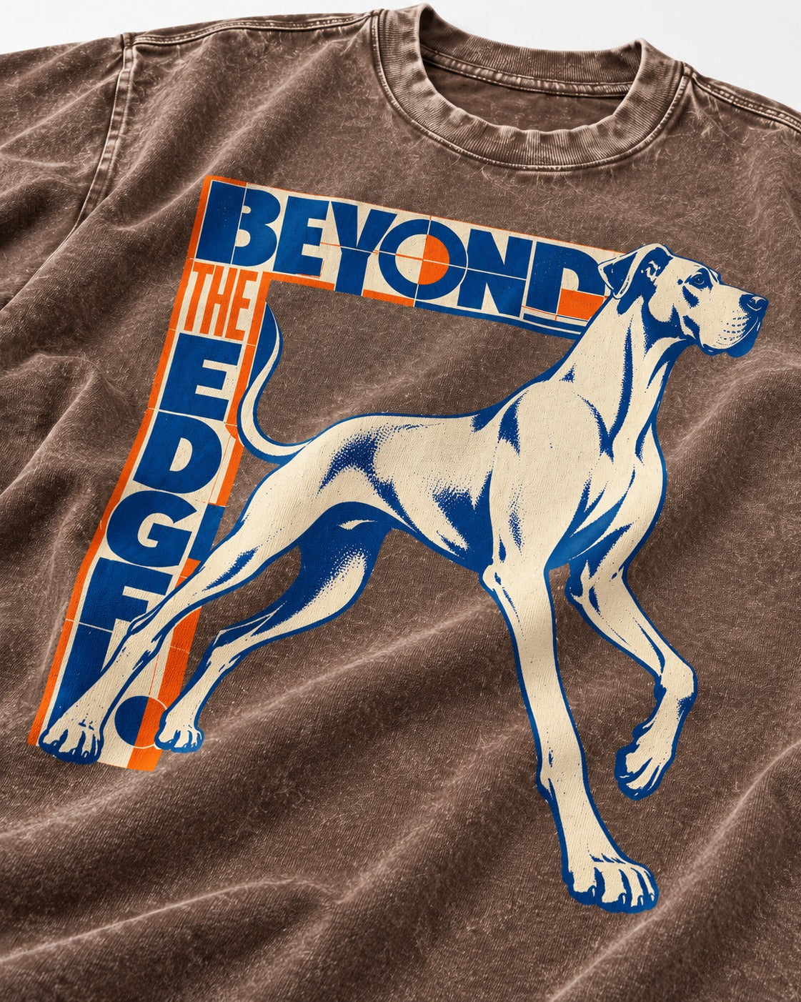 Great Dane Beyond the Edge Washed Tee in Coffee, close-up of the graphic