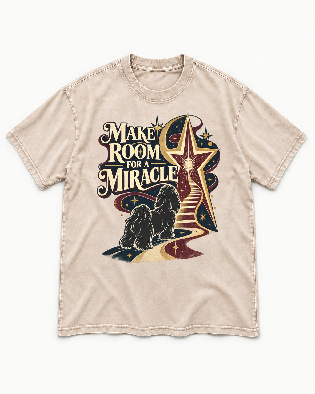 Room for a Shih Tzu Miracle Washed Tee in Apricot, flat lay product photo