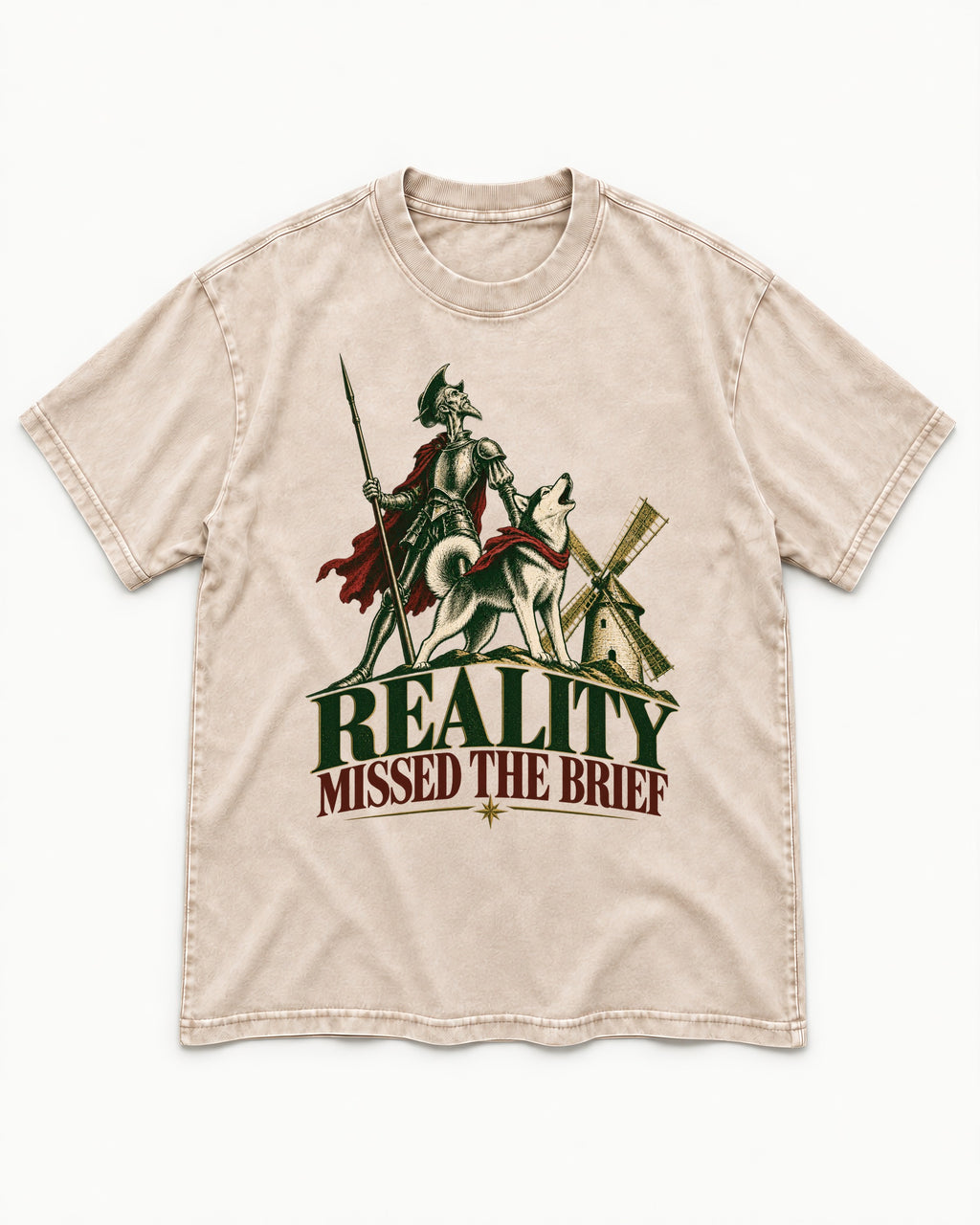 Reality Missed the Husky Brief Washed Tee in Apricot, flat lay product photo