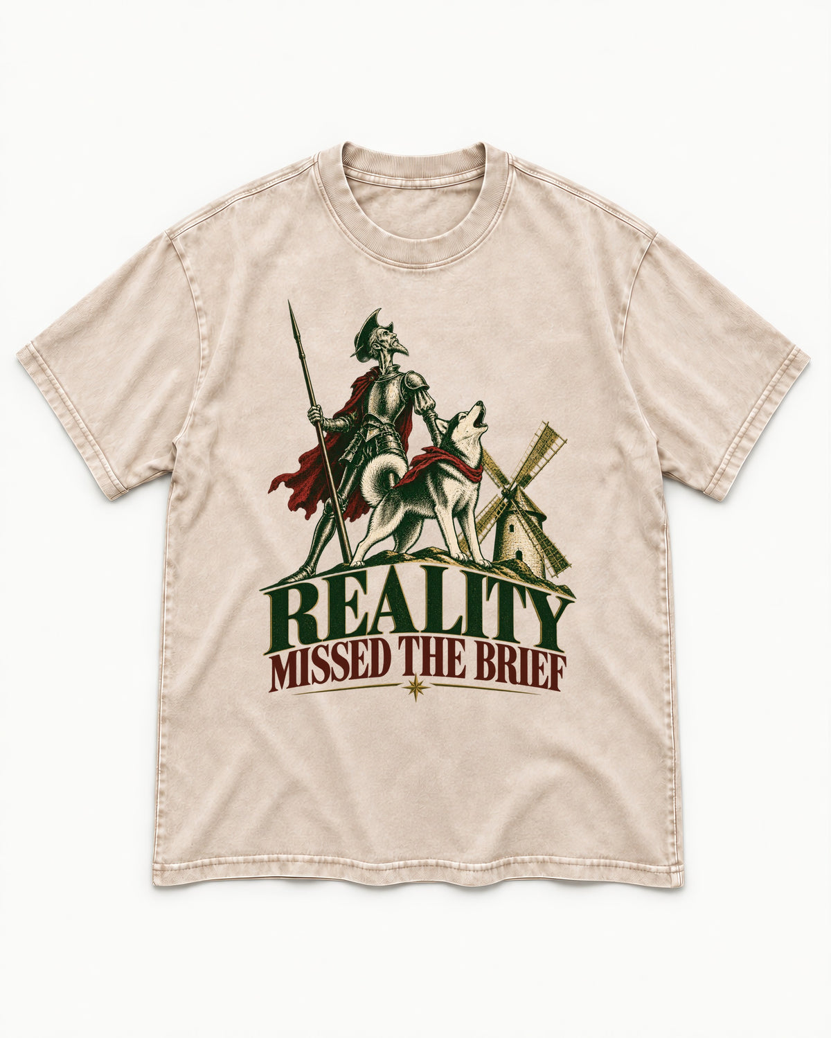 Reality Missed the Husky Brief Washed Tee in Apricot, flat lay product photo
