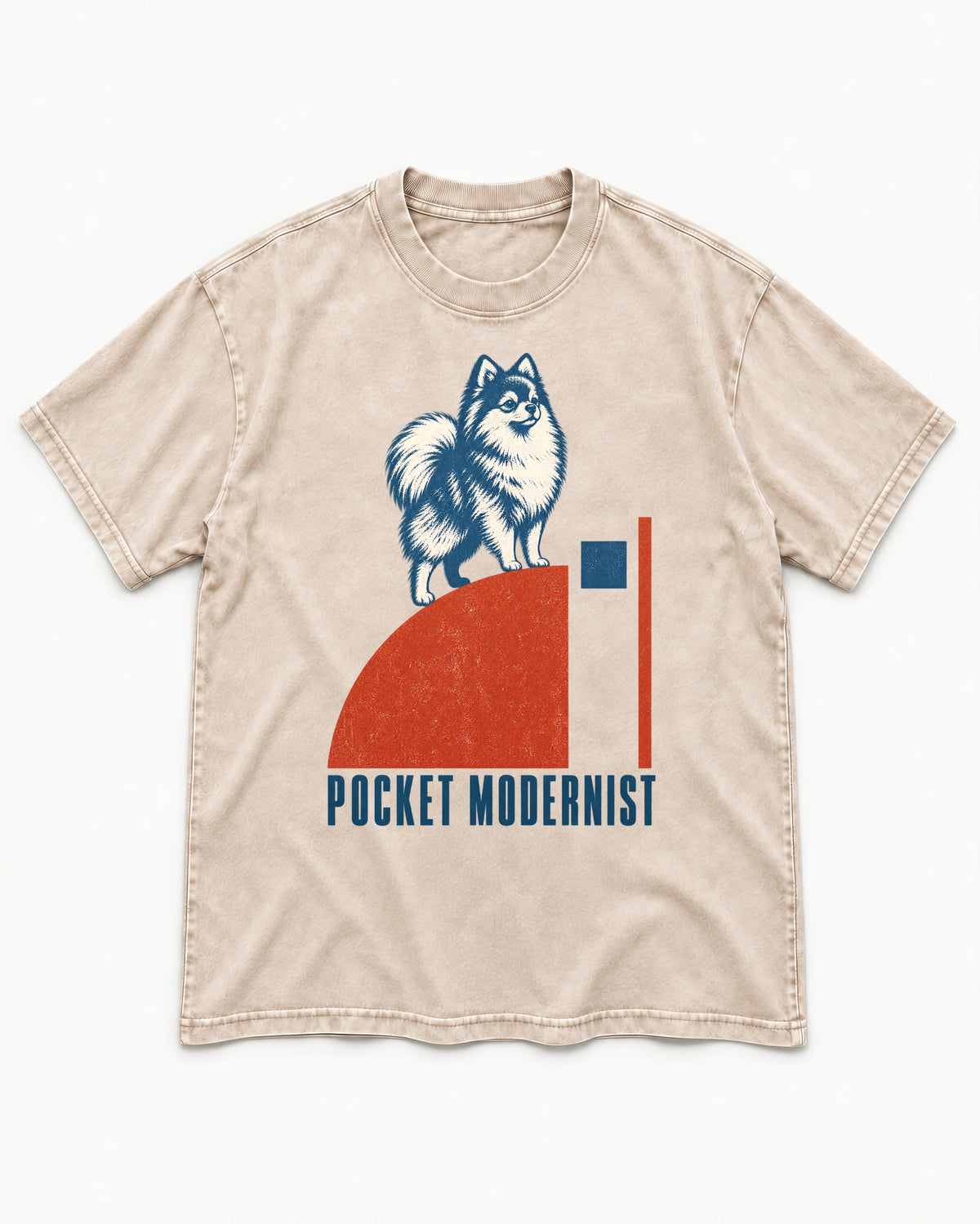 Pocket Modernist Pomeranian Washed Tee in Apricot, flat lay product photo