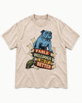 English Bulldog Does It Better Washed Tee in Apricot, flat lay product photo