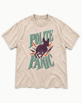 Polite Panic Boston Terrier Washed Tee in Apricot, flat lay product photo