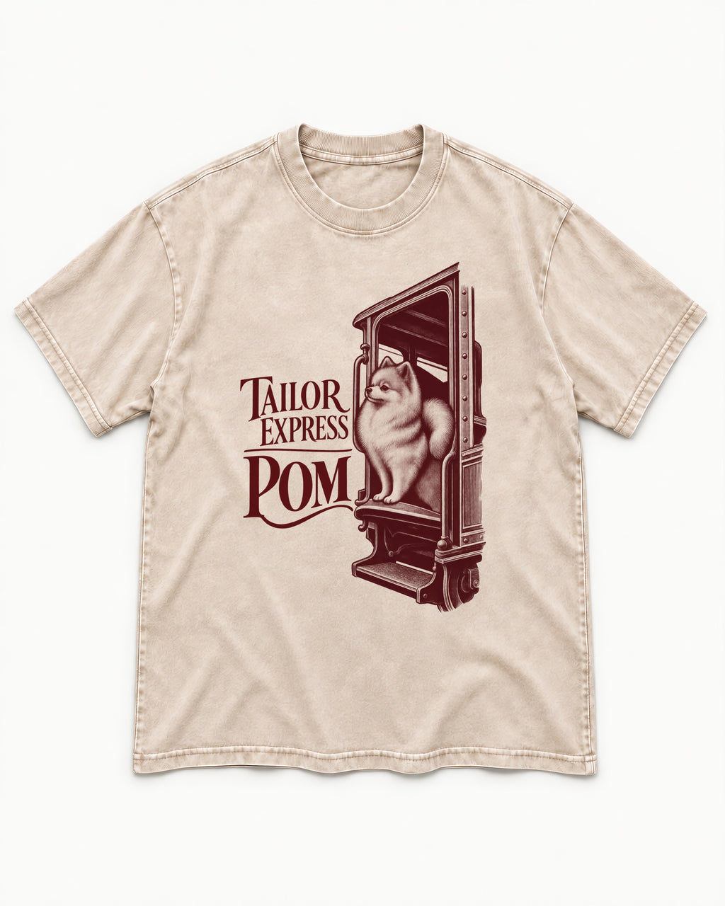 Pomeranian Express Washed Tee in Apricot, flat lay product photo