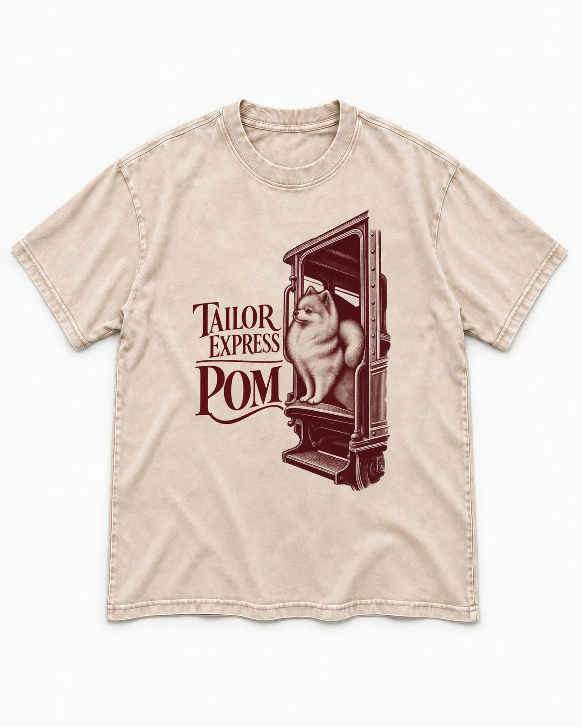 Pomeranian Express Washed Tee in Apricot, flat lay product photo