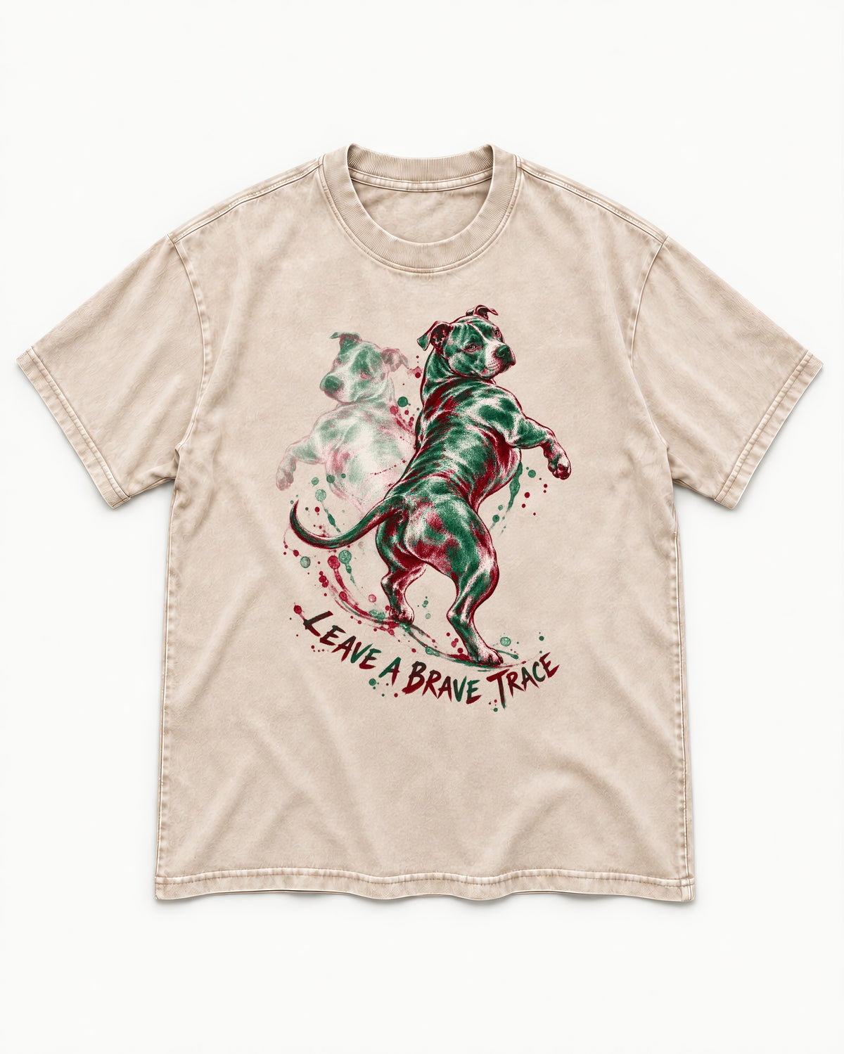 Pitbull's Brave Trace Washed Tee in Apricot, flat lay product photo