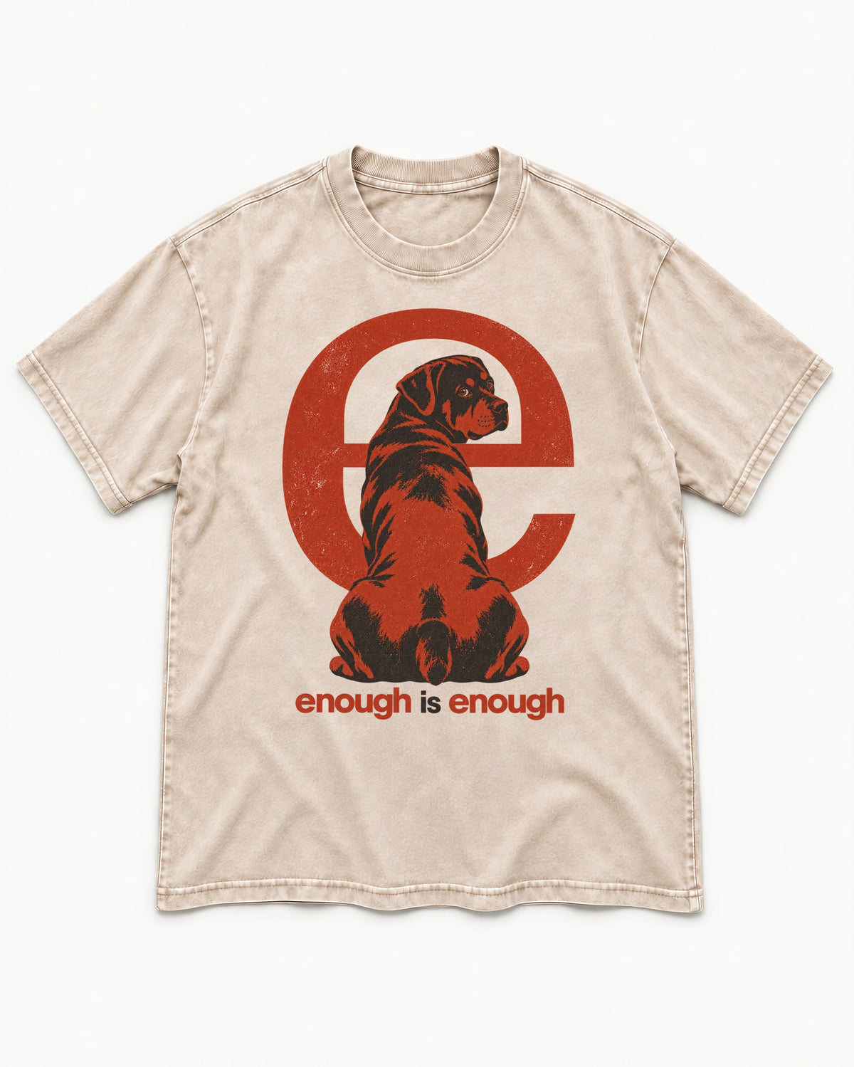 Rottweiler Enough Is Enough Washed Tee in Apricot, flat lay product photo