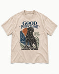Good Instincts Only Rottweiler Washed Tee in Apricot, flat lay product photo