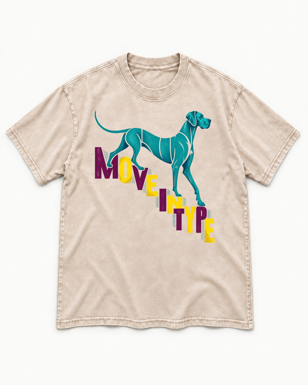 Great Dane Move in Type Washed Tee in Apricot, flat lay product photo