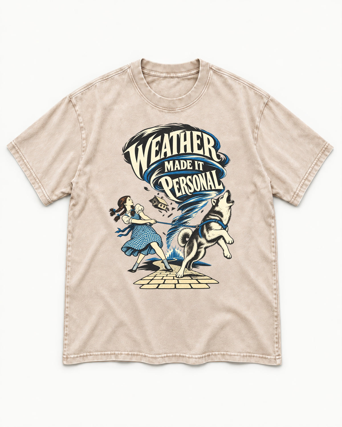 Husky Weather Made It Personal Washed Tee in Apricot, flat lay product photo
