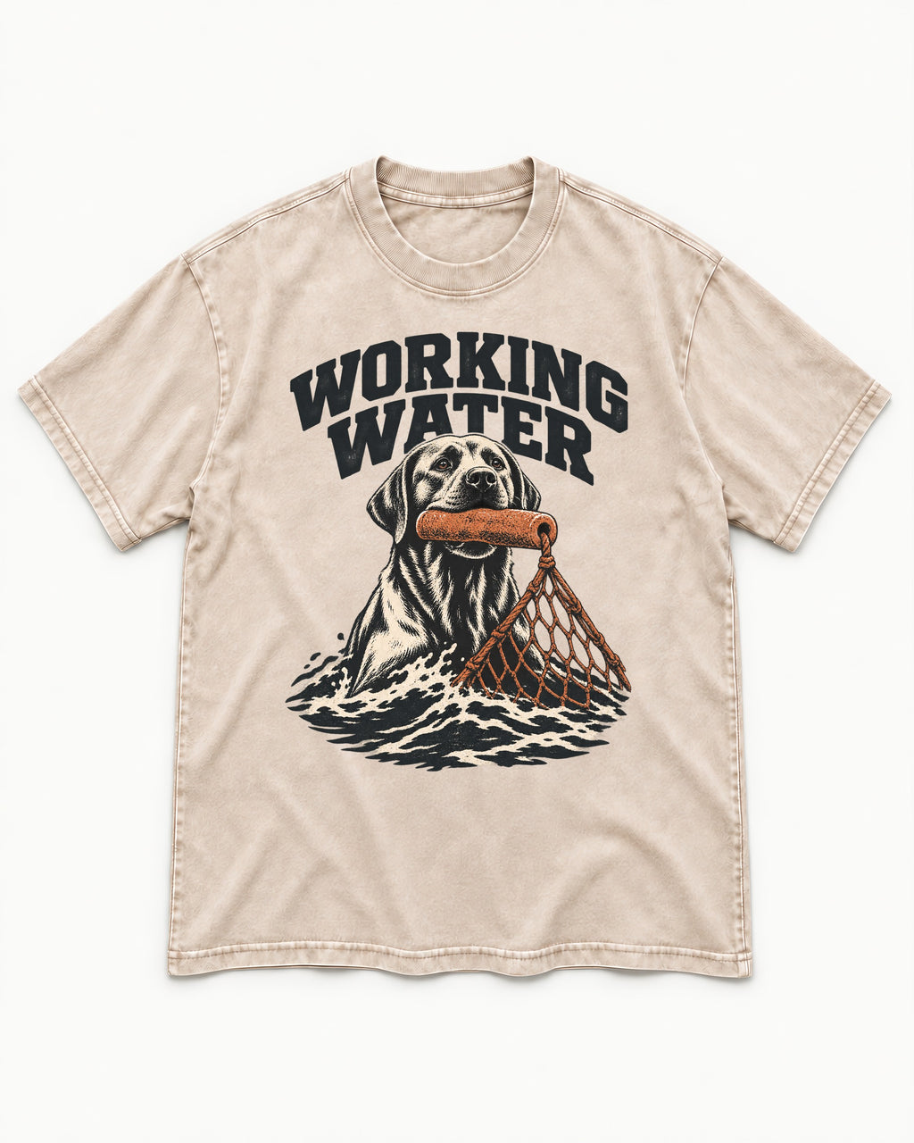Working Water Labrador Retriever Washed Tee in Apricot, flat lay product photo