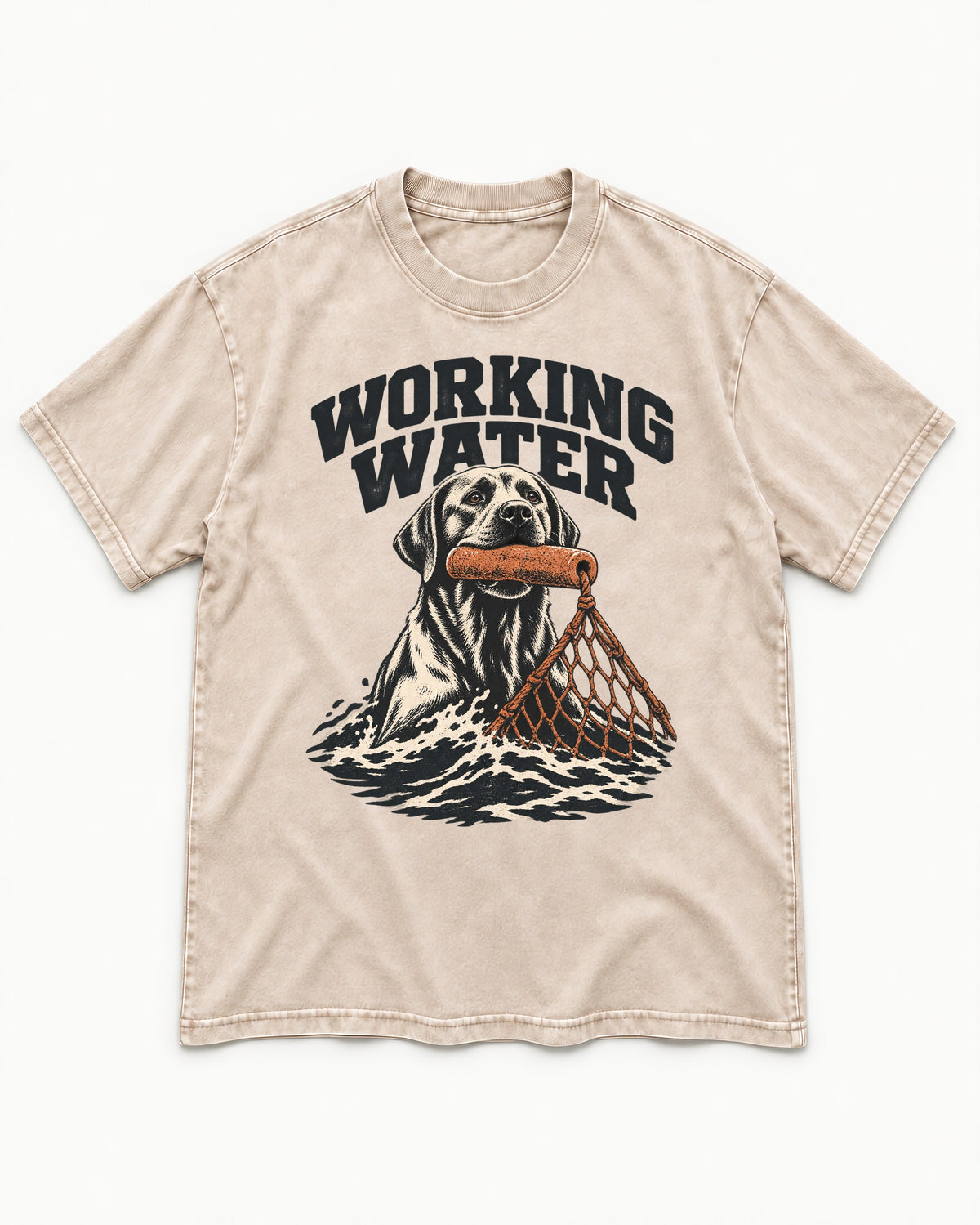 Working Water Labrador Retriever Washed Tee in Apricot, flat lay product photo
