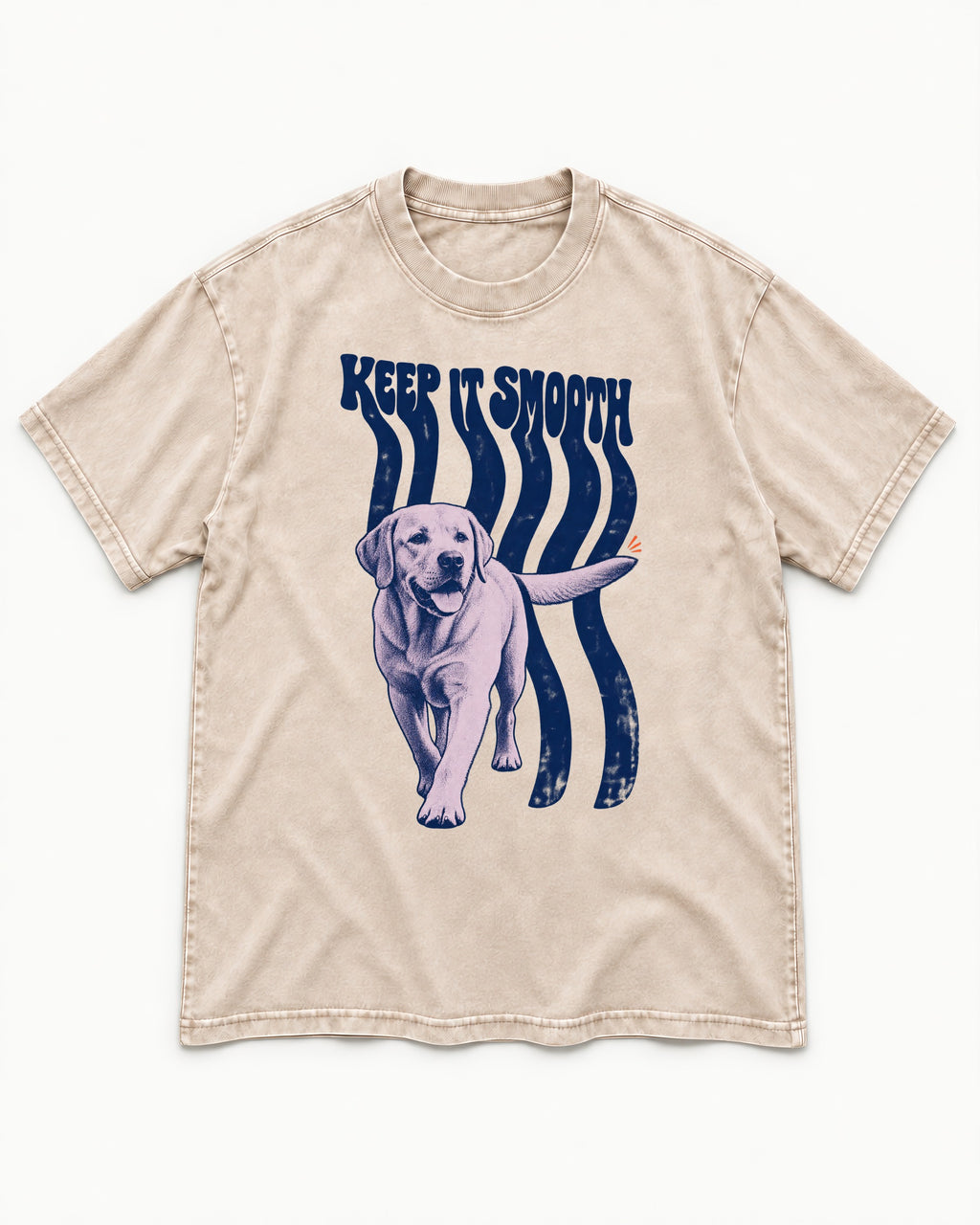 Keep It Smooth Labrador Retriever Washed Tee in Apricot, flat lay product photo