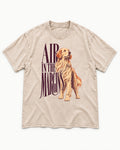 Golden Retriever In the Margins Washed Tee in Apricot, flat lay product photo