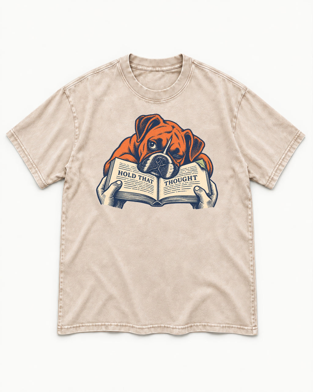 Boxer Hold That Thought Washed Tee in Apricot, flat lay product photo
