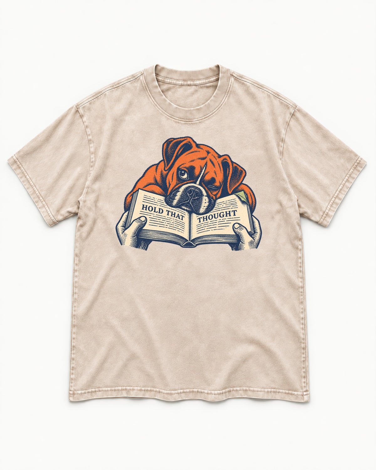 Boxer Hold That Thought Washed Tee in Apricot, flat lay product photo