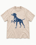 Keep the Angle German Shorthaired Pointer Washed Tee in Apricot, flat lay product photo