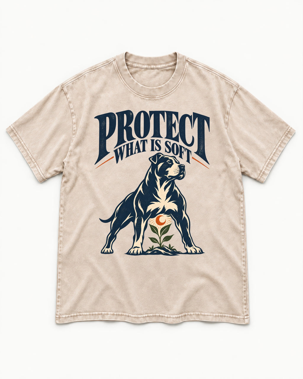 Protect What Is Soft Pitbull Washed Tee in Apricot, flat lay product photo