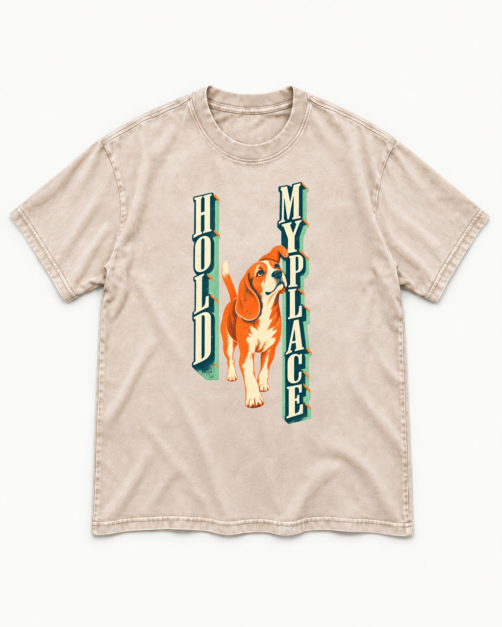 Vintage Beagle Hold My Place Washed Tee in Apricot, flat lay product photo
