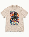 Keep Your Rottweiler Circle Close Washed Tee in Apricot, flat lay product photo