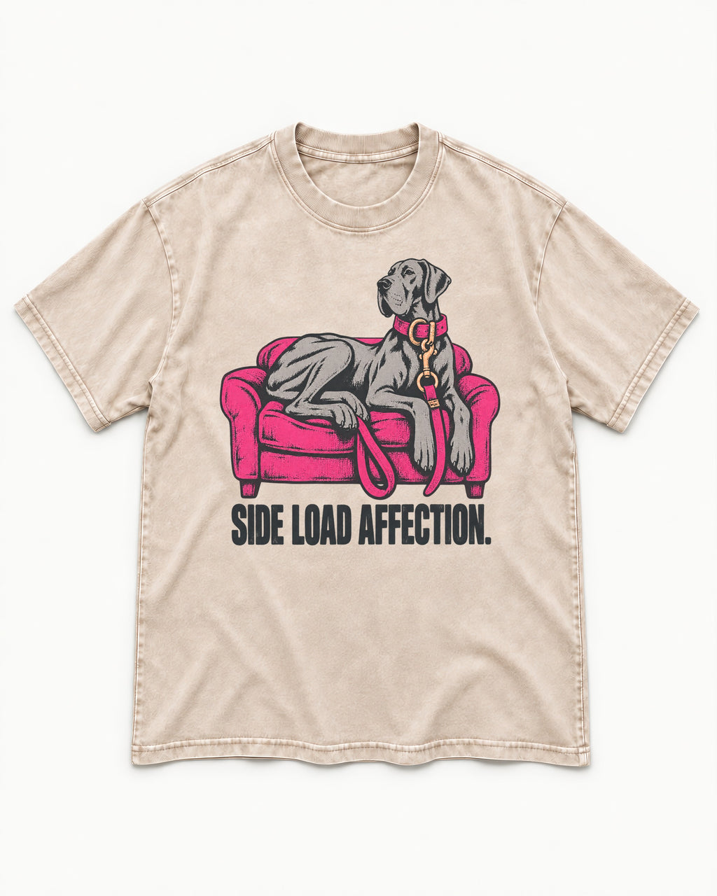 Great Dane Side Load Affection Washed Tee in Apricot, flat lay product photo