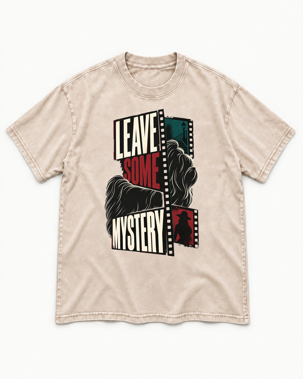 Leave Some Mystery Shih Tzu Washed Tee in Apricot, flat lay product photo