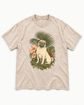 Pug Paradise Washed Tee in Apricot, flat lay product photo