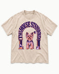 The Yorkshire Terrier House Standard Washed Tee in Apricot, flat lay product photo