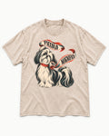 Piccolo Ma Magnifico Shih Tzu Washed Tee in Apricot, flat lay product photo