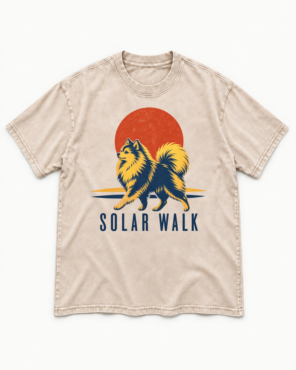Pomeranian Solar Walk Washed Tee in Apricot, flat lay product photo