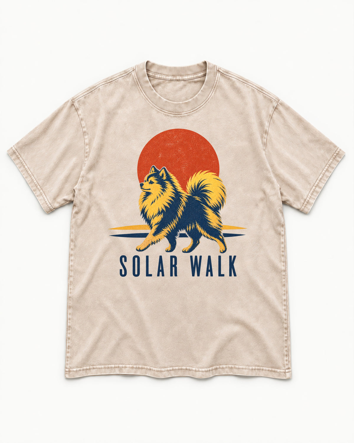 Pomeranian Solar Walk Washed Tee in Apricot, flat lay product photo