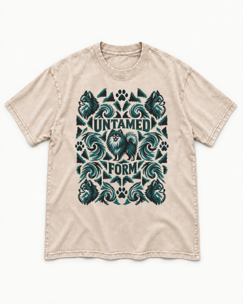 Pomeranian Untamed Form Washed Tee in Apricot, flat lay product photo