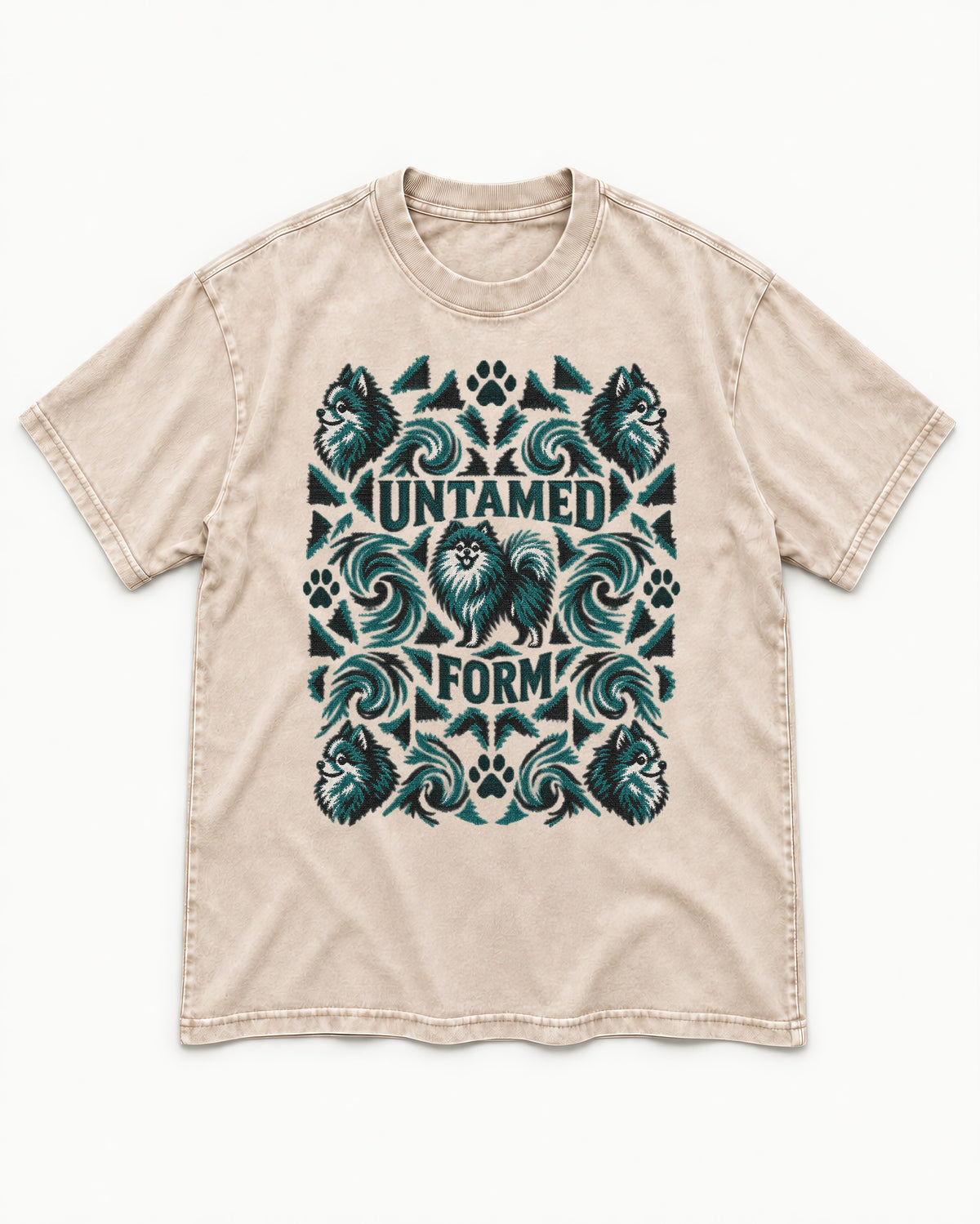 Pomeranian Untamed Form Washed Tee in Apricot, flat lay product photo
