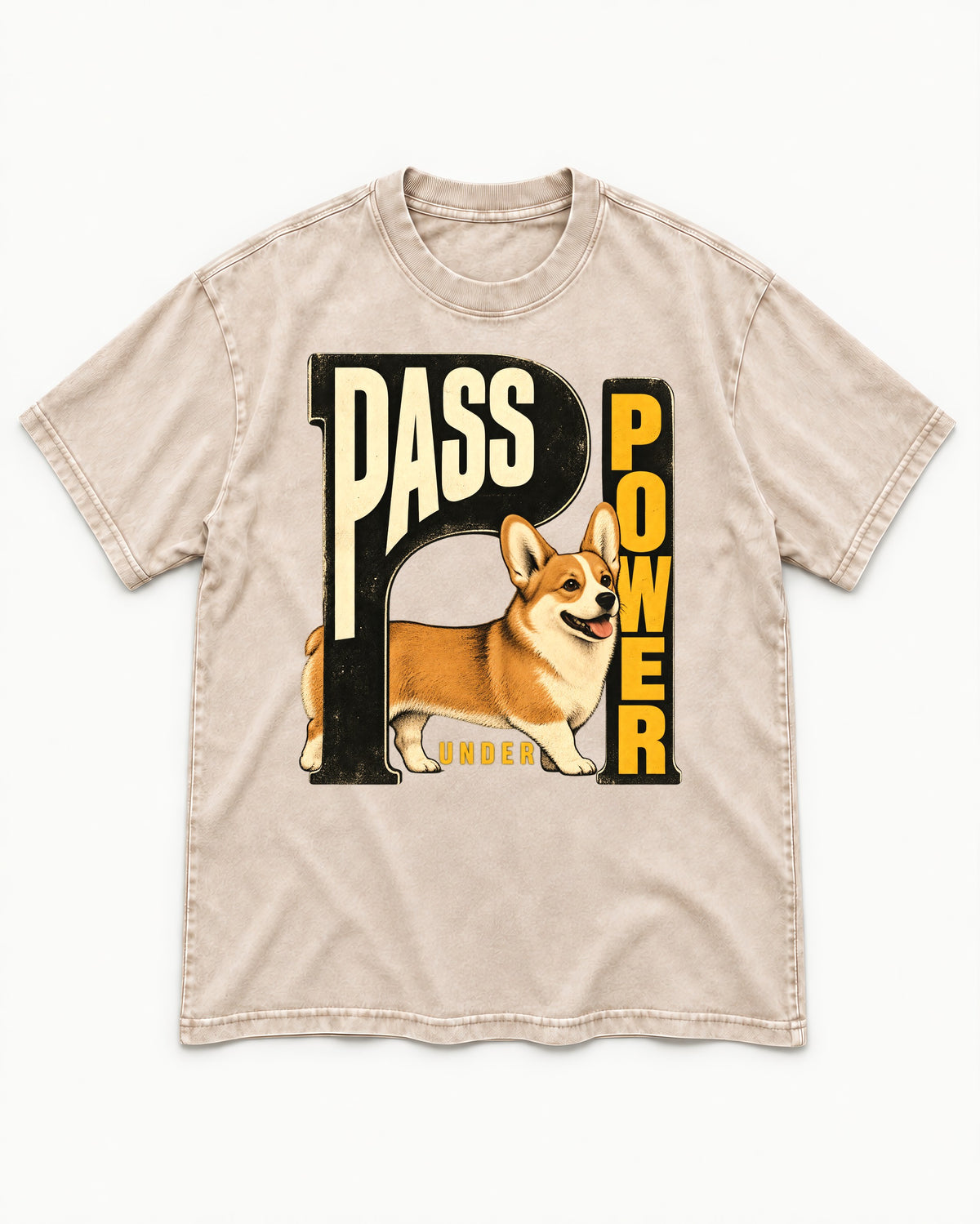 Corgi Power Washed Tee in Apricot, flat lay product photo