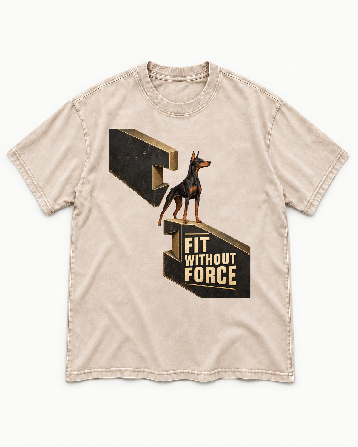 Doberman Fit Without Force Washed Tee in Apricot, flat lay product photo