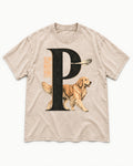 Golden Retriever Slip Past Type Washed Tee in Apricot, flat lay product photo