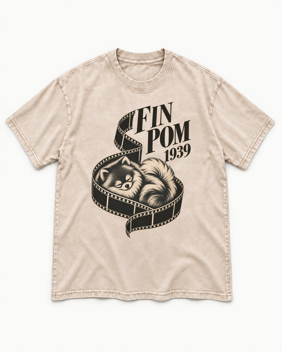 Fin Pomeranian Washed Tee in Apricot, flat lay product photo