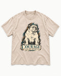 English Bulldog Courage Can Sit Quietly Washed Tee in Apricot, flat lay product photo